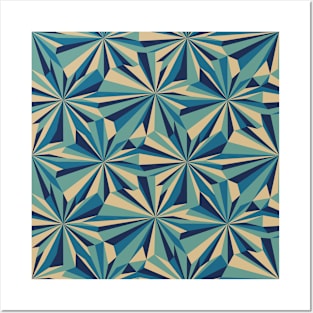 Retro Abstract Blue Geometry Posters and Art